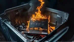 Lithium fires can start with improperly disposed smart devices such as laptops.